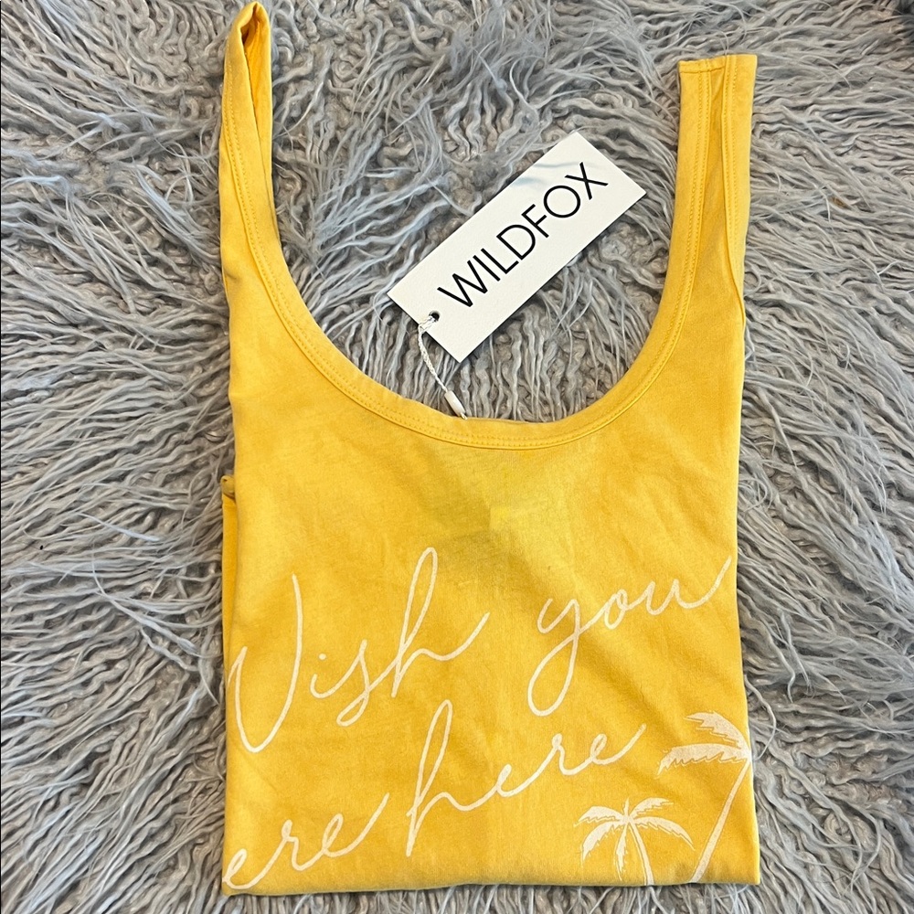 Yellow Graphic Tank Top small